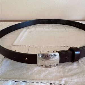 Brown Leather Belt with Decorative Buckle
